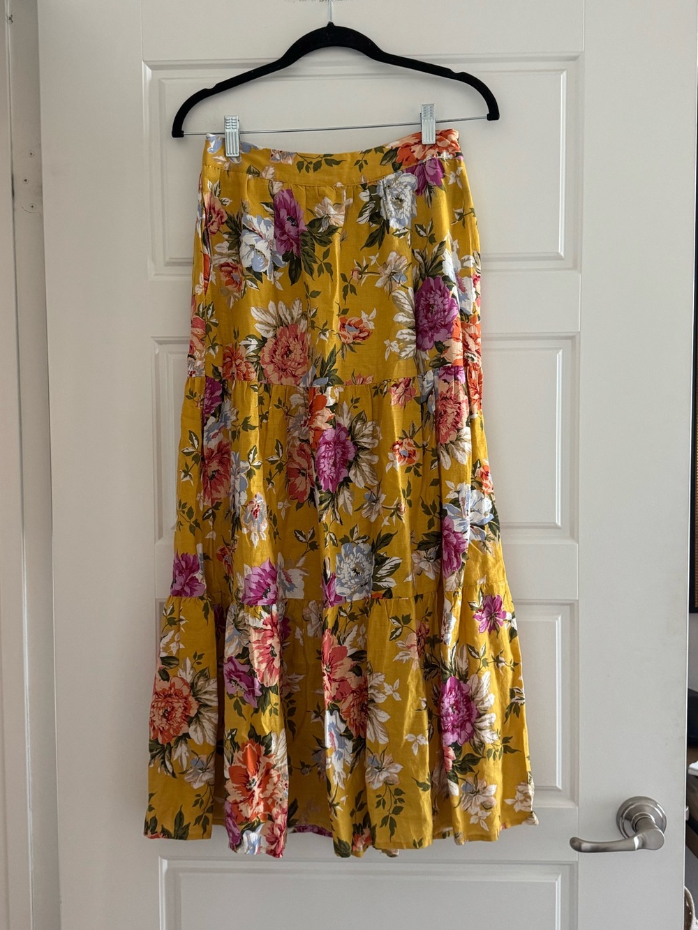 RACHEL Rachel Roy Mustard Floral Tiered Maxi Skirt